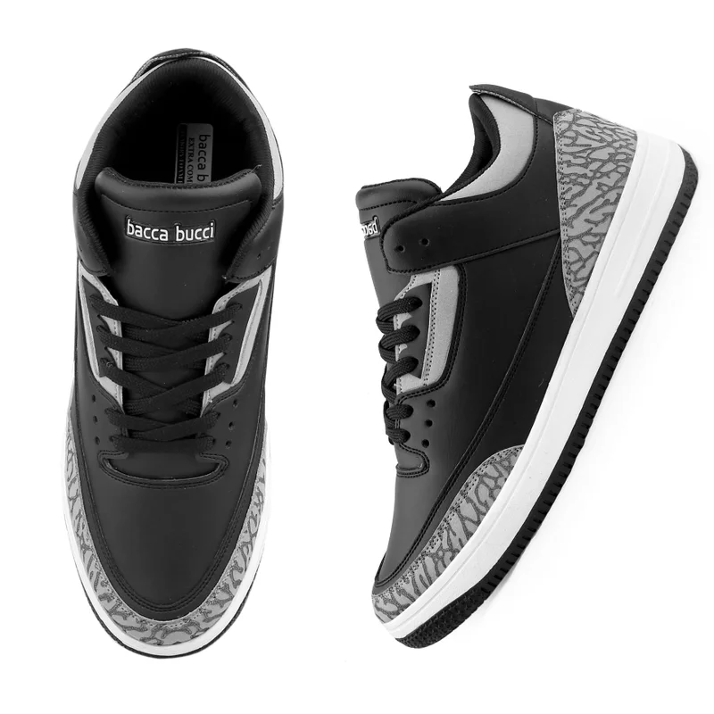 Bacca Bucci Black Vortex Mid Top Flat Sole Sneakers for Men | Best Price UAE